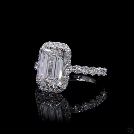 (R-567618) 2.26 CT Lab-Grown Emerald-Cut Diamond Halo Ring – White Gold