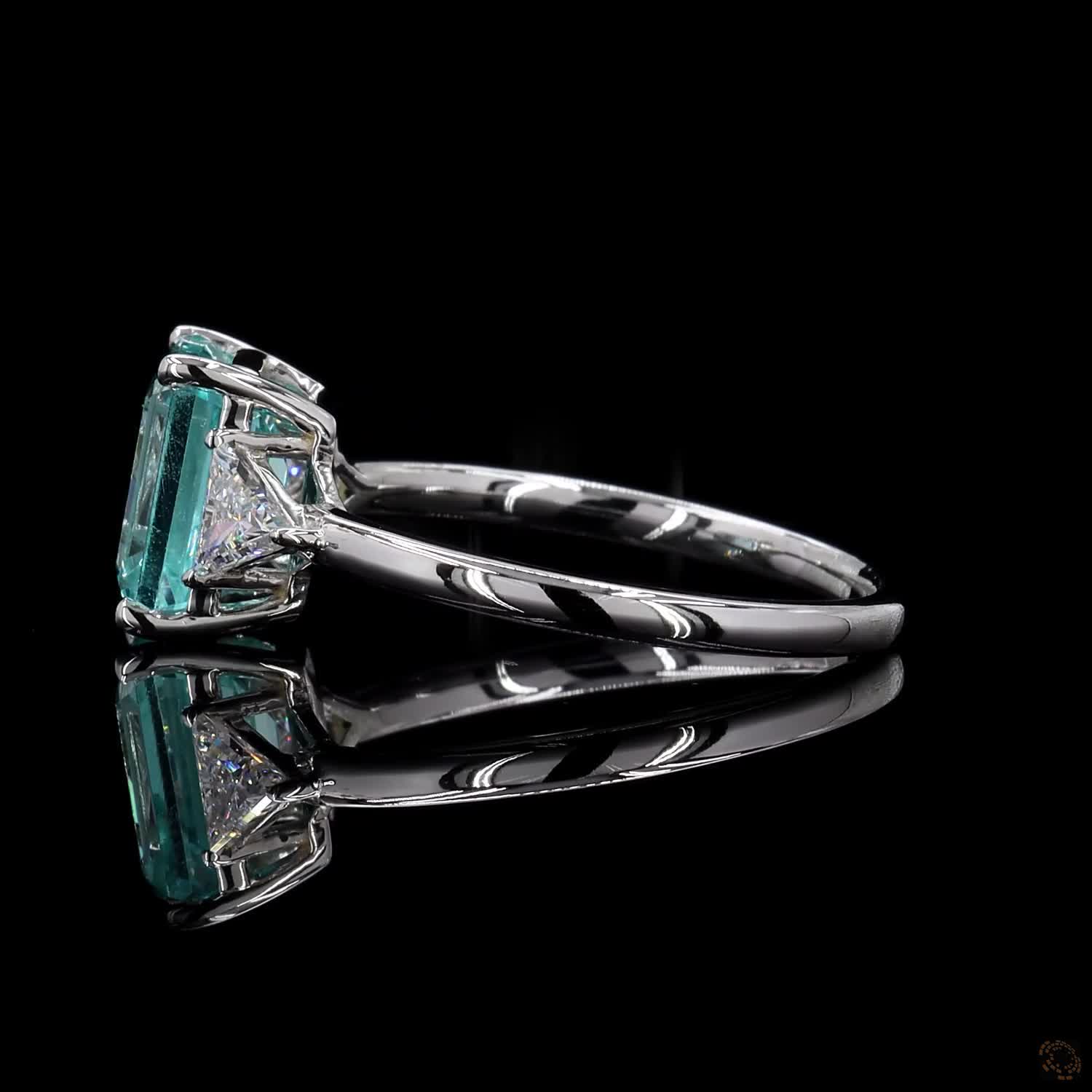 (R-585526) Natural Aquamarine 2.05 CT Ring (Side diamonds= 0.28 CT) – White Gold - Image 2