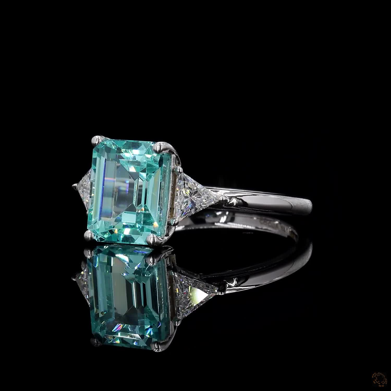 (R-585526) Natural Aquamarine 2.05 CT Ring (Side diamonds= 0.28 CT) – White Gold - Image 3