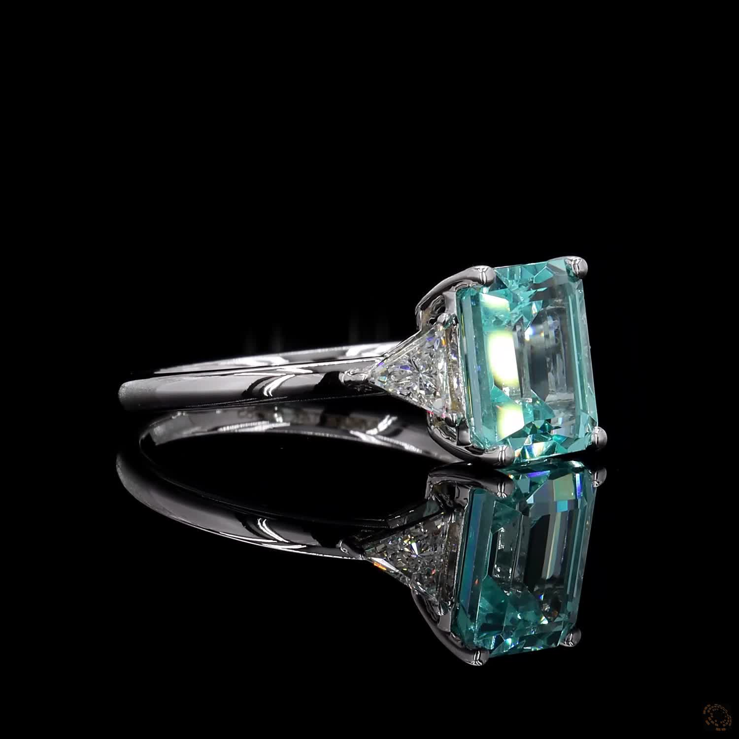 (R-585526) Natural Aquamarine 2.05 CT Ring (Side diamonds= 0.28 CT) – White Gold - Image 4