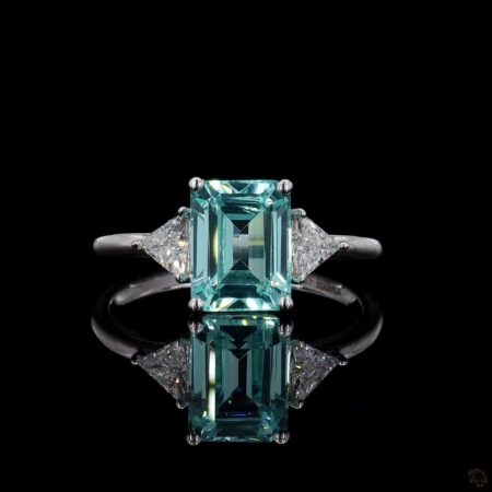 (R-585526) Natural Aquamarine 2.05 CT Ring (Side diamonds= 0.28 CT) – White Gold