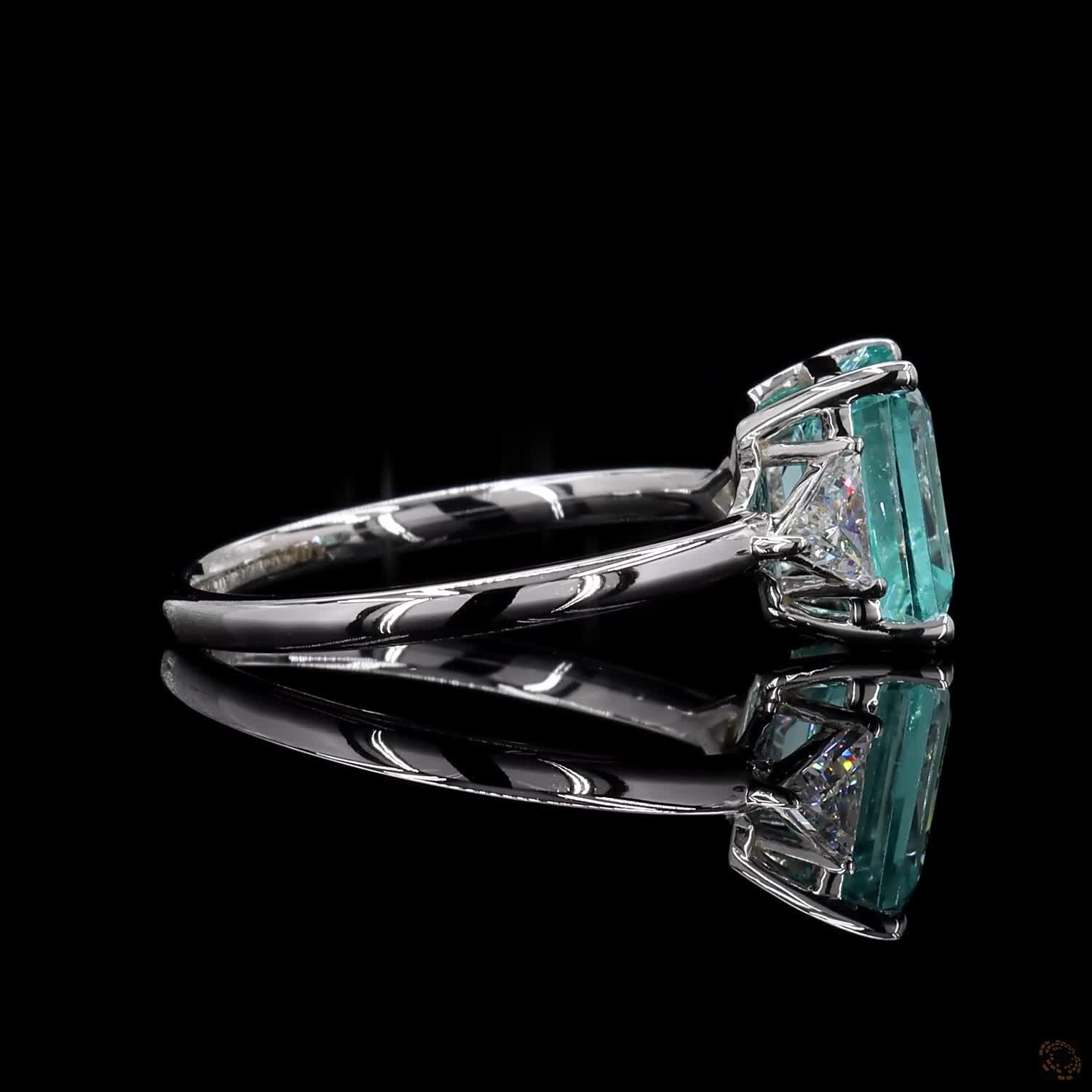 (R-585526) Natural Aquamarine 2.05 CT Ring (Side diamonds= 0.28 CT) – White Gold - Image 5