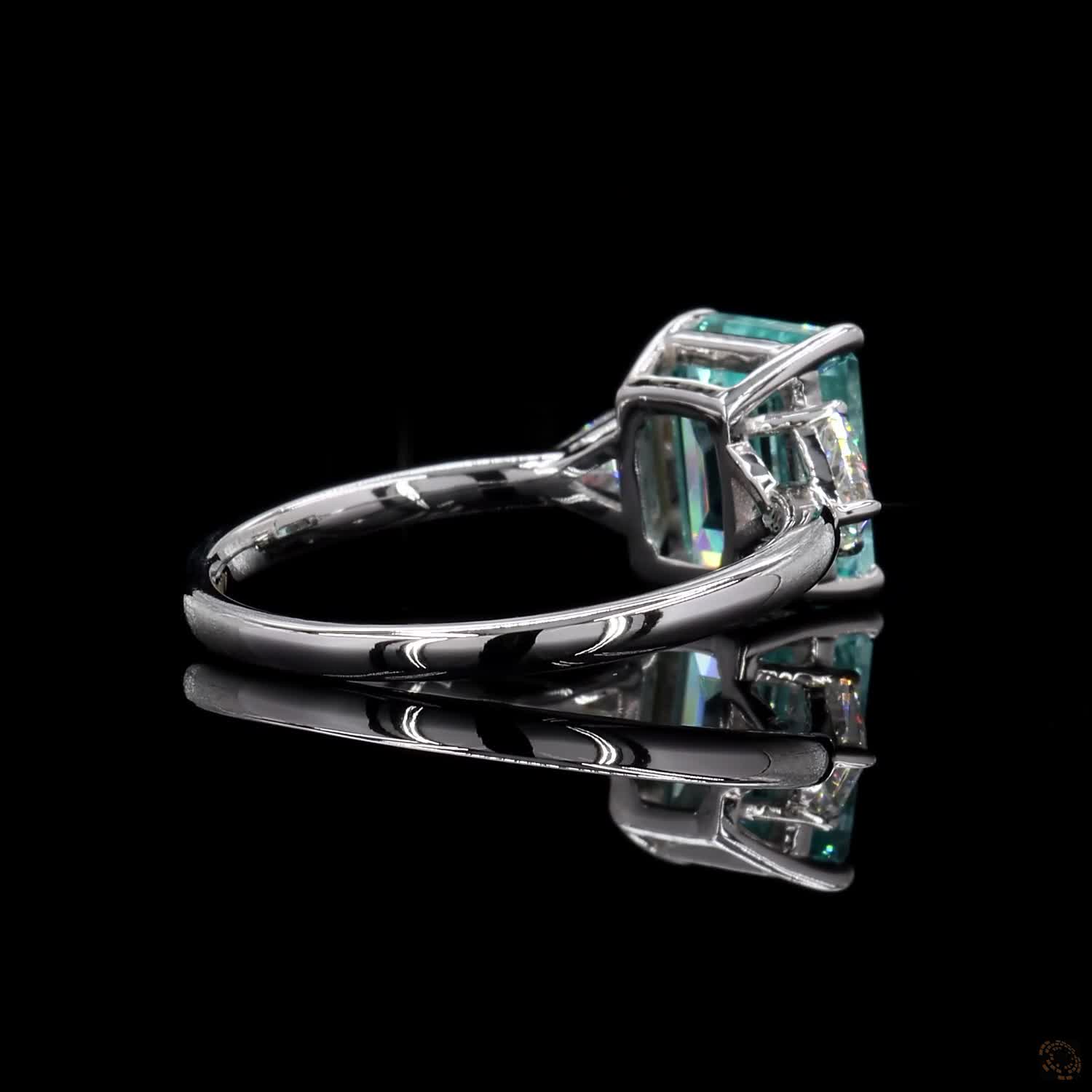 (R-585526) Natural Aquamarine 2.05 CT Ring (Side diamonds= 0.28 CT) – White Gold - Image 6