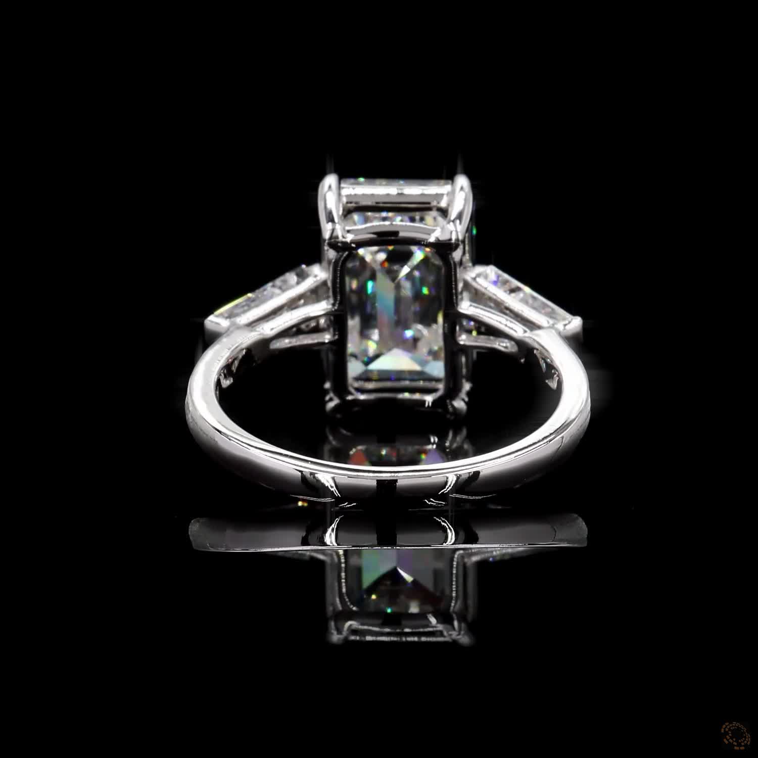 (R-427796) 3.54 CT Lab-Grown Emerald-Cut Diamond Ring – White Gold - Image 4