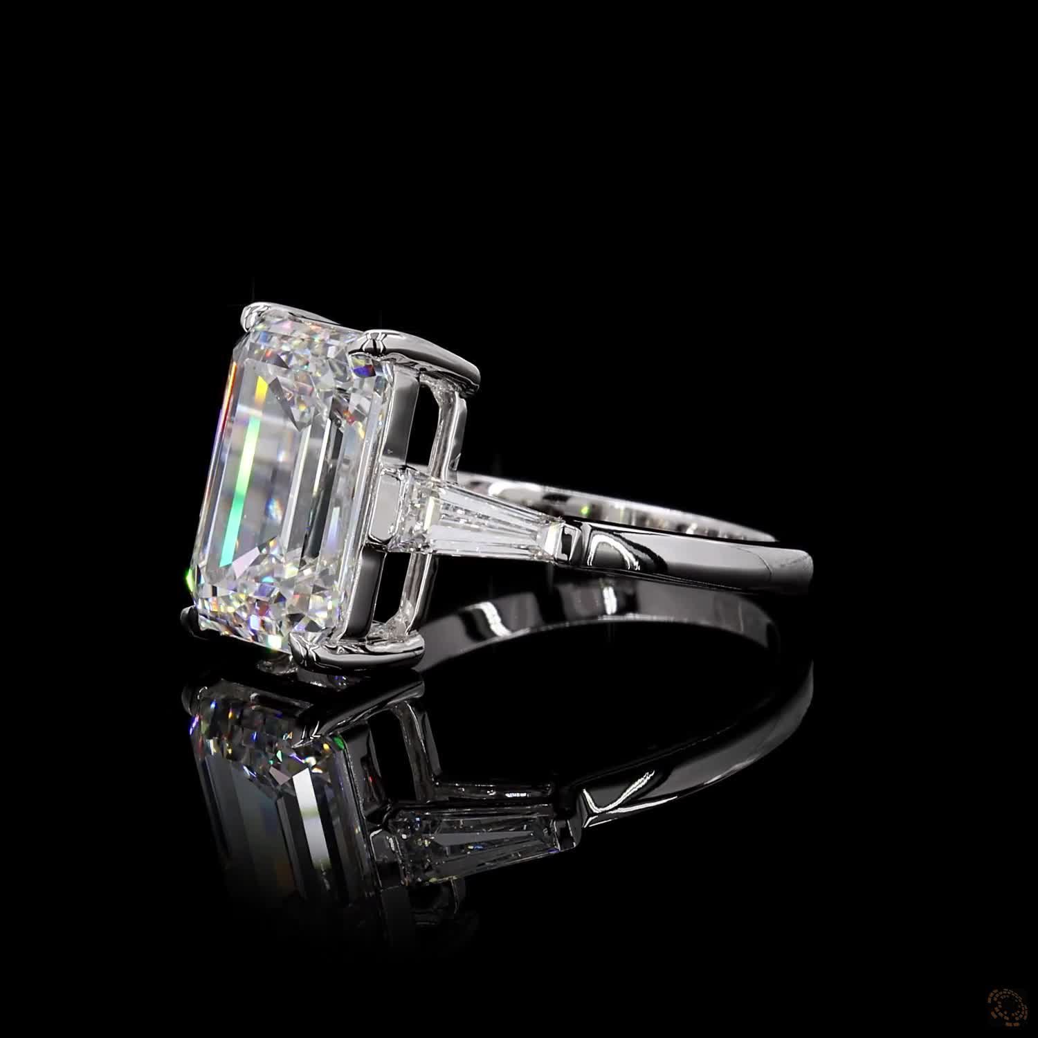 (R-427796) 3.54 CT Lab-Grown Emerald-Cut Diamond Ring – White Gold - Image 3