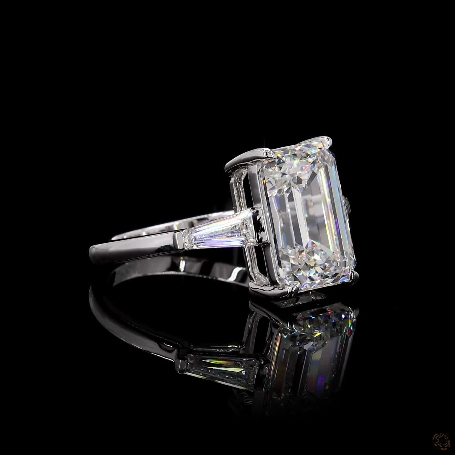 (R-427796) 3.54 CT Lab-Grown Emerald-Cut Diamond Ring – White Gold - Image 2