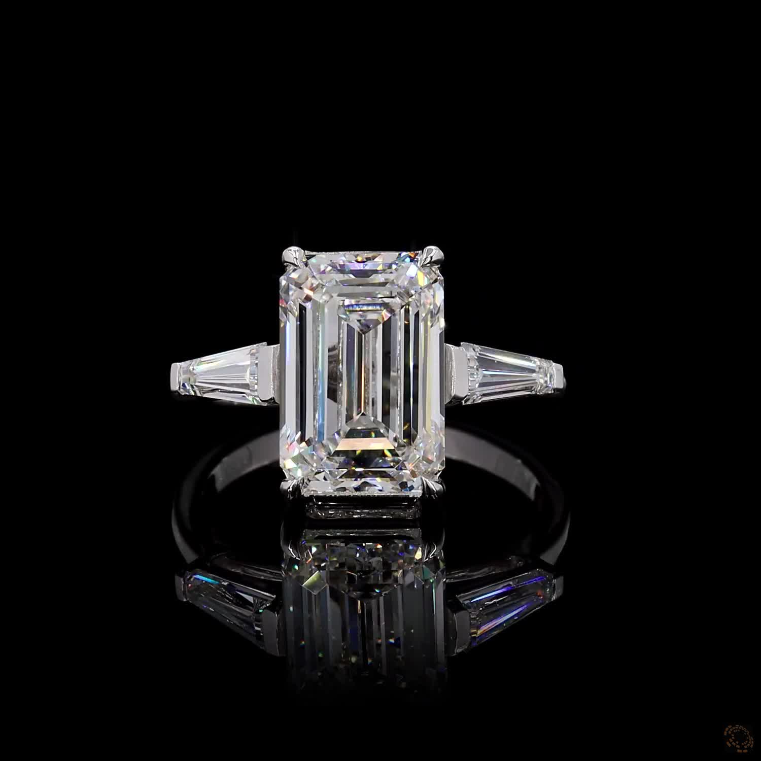 (R-427796) 3.54 CT Lab-Grown Emerald-Cut Diamond Ring – White Gold