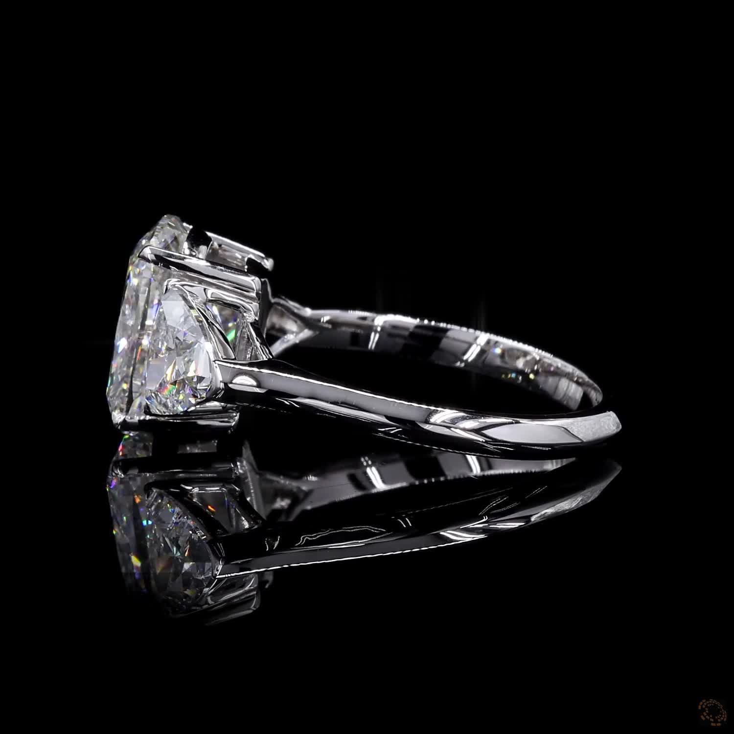 (R-266243) 2.57 CT Lab-Grown Rectangular Diamond Ring – White Gold (3.740 grams) - Image 2