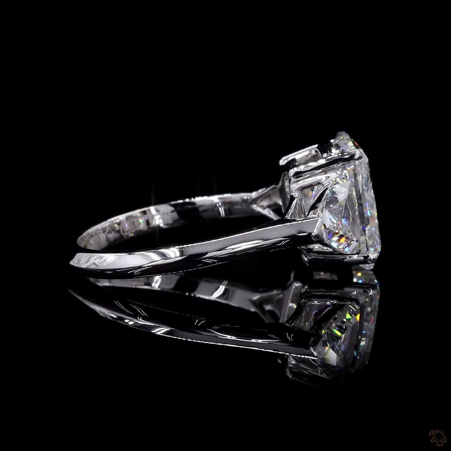 (R-266243) 2.57 CT Lab-Grown Rectangular Diamond Ring – White Gold (3.740 grams) - Image 5