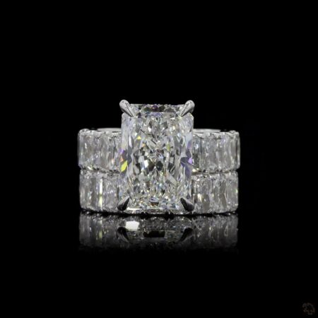 (R-195841) 5.56 CT Lab-Grown Diamonds Two-Ring Set – White Gold | 3.34 CT Center + 0.92 CT & 1.30 CT Side Diamonds | White gold (11.130 grams)