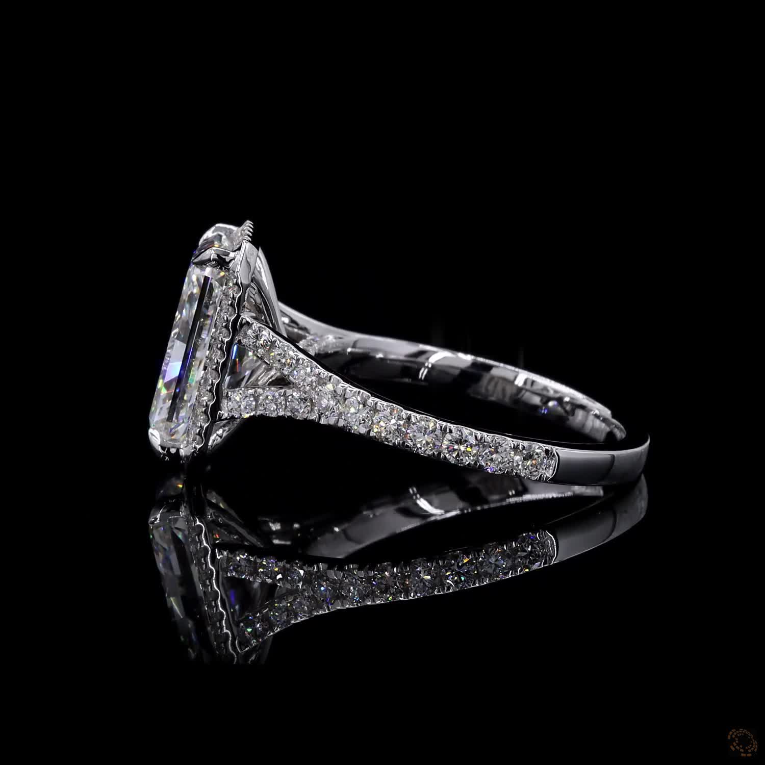 (R-208405) 3.360g 18K White Gold | 2.92 CT Center and 0.74 CT Side Lab-Grown Diamond | Engagement Ring - Image 4