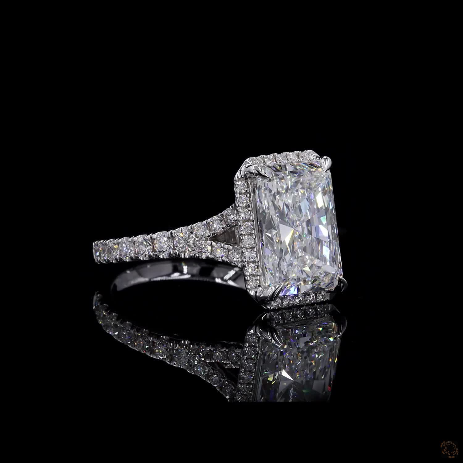 (R-208405) 3.360g 18K White Gold | 2.92 CT Center and 0.74 CT Side Lab-Grown Diamond | Engagement Ring - Image 3
