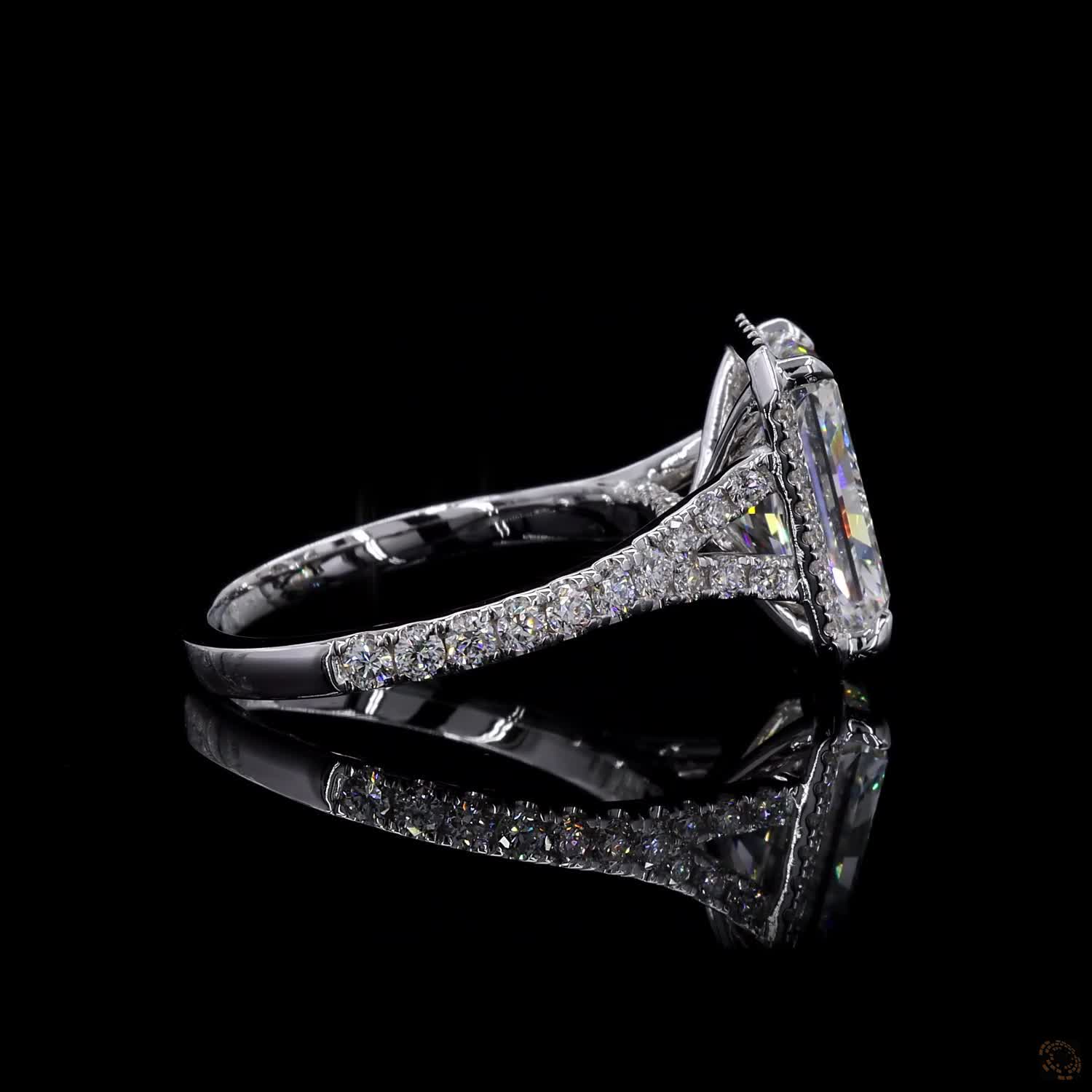 (R-208405) 3.360g 18K White Gold | 2.92 CT Center and 0.74 CT Side Lab-Grown Diamond | Engagement Ring - Image 5