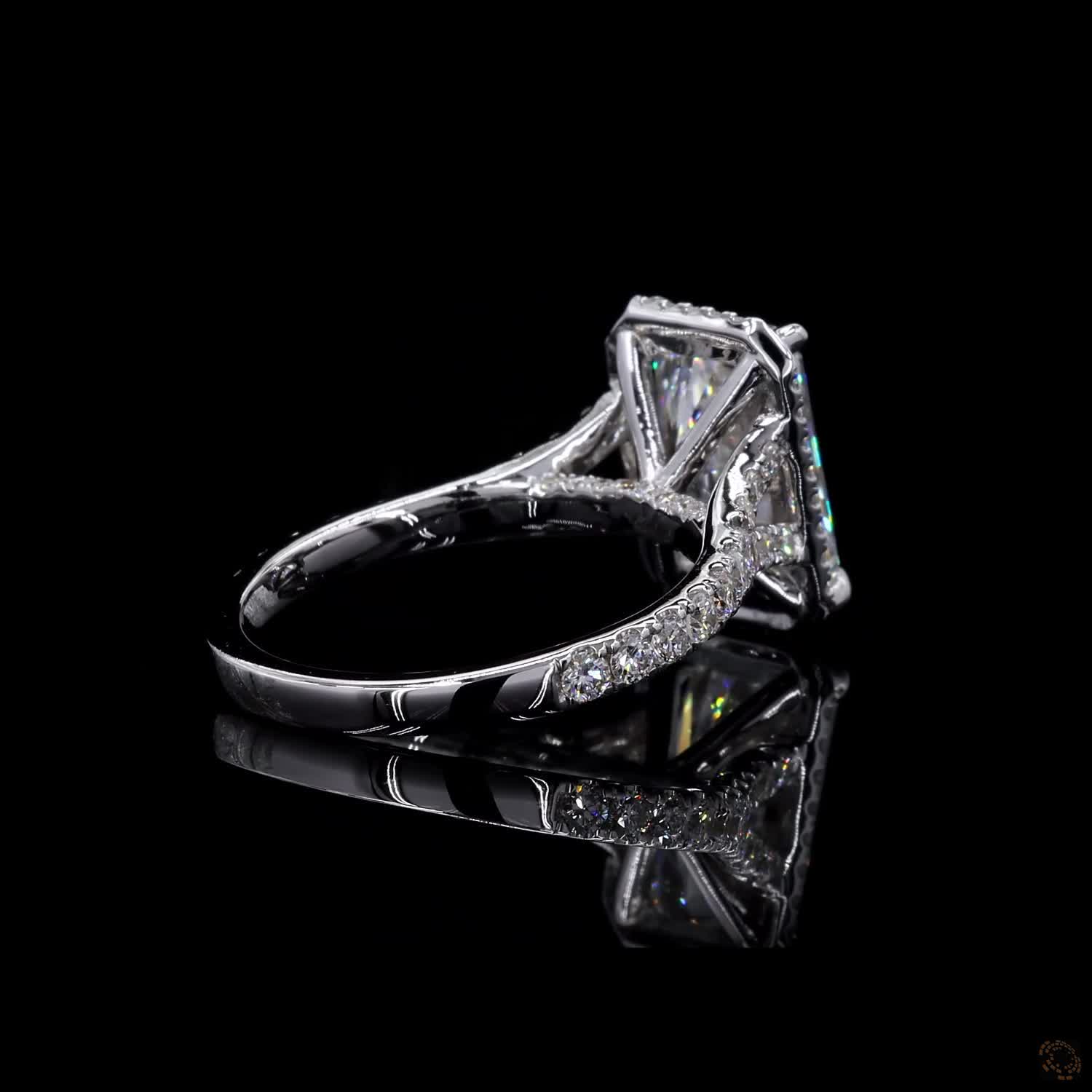 (R-208405) 3.360g 18K White Gold | 2.92 CT Center and 0.74 CT Side Lab-Grown Diamond | Engagement Ring - Image 6