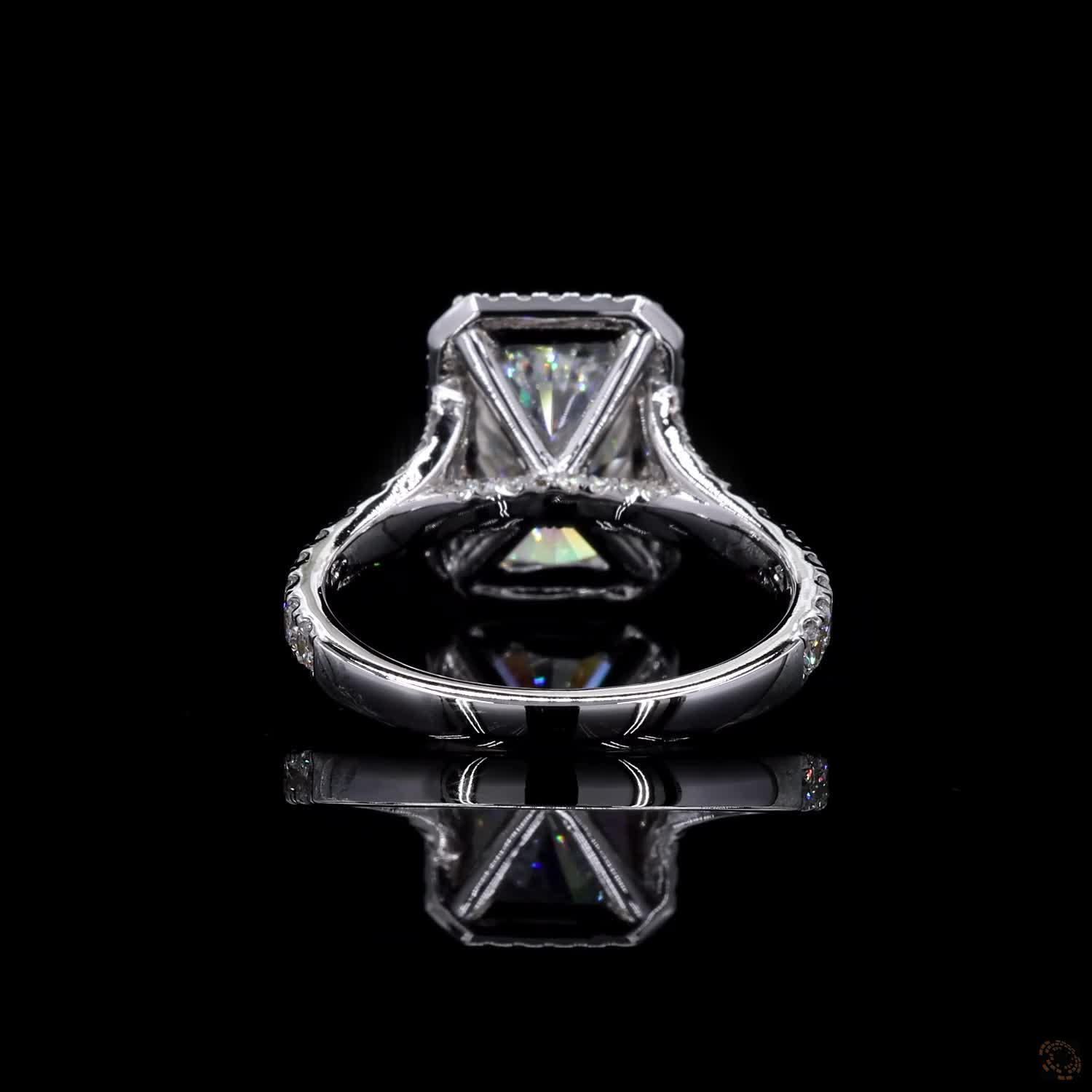 (R-208405) 3.360g 18K White Gold | 2.92 CT Center and 0.74 CT Side Lab-Grown Diamond | Engagement Ring - Image 7