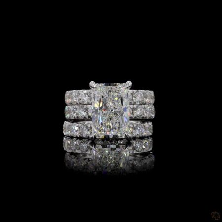 (R-386324) 6.146g and 5.199g 18K White Gold | 5.15 CT Center and 3.55 | 3.55 CT Side Lab-Grown Diamond | Three-Ring Set