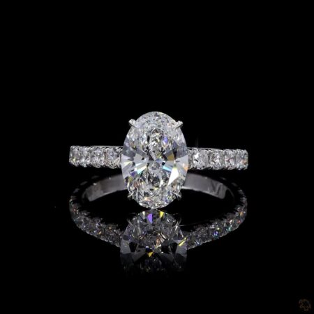(R-331153) 2.767g 18K White Gold | 1.57 CT Center and 0.55 CT Side Lab-Grown Diamond Ring