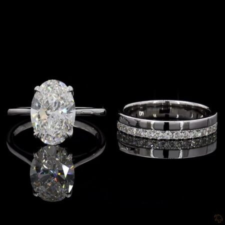 (R-910301) 2.78 CT Oval Lab Grown Diamond Ring Set in 18KT White Gold | IGI certified