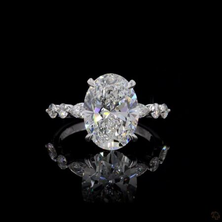(R-555825) 4.02 CT Oval Lab Grown Diamond Ring in 18KT White Gold | IGI certified
