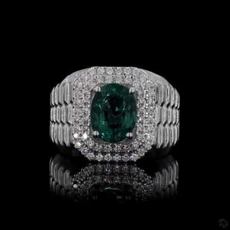(R- 968796) 3.57 CT Oval Emerald Ring in 925 Silver | IGI certified